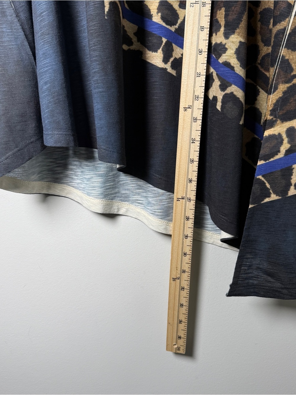 Democracy Leopard Scarf Print Asymmetric Tunic Cobalt Blue Dopamine Dressing L - Picture 9 of 9